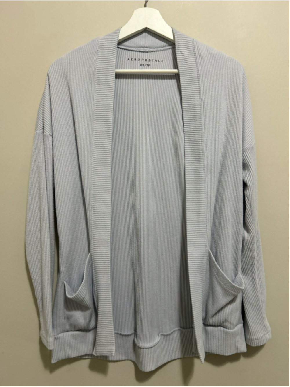 Women's Aeropostale Ribbed Cardigan Sweater Light Blue Size XS